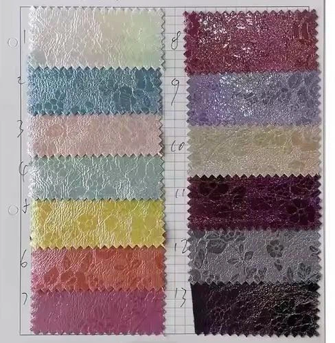 Holographic Floral Pattern Embossing PU Artificial Synthetic Leather Neon Color Faux Vinyl Fabric For Bags/Decorate Accessories