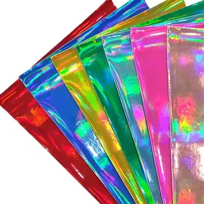 Laser holográfico à prova d'água por atacado Couro falso iridescente para fazer roupas